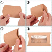 100Pcs Pillow Candy Box Paper Packaging Boxes Candy Bags with Transparent Window Cookie Boxes