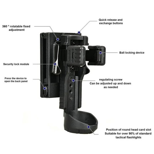 360 Degree Rotating Flashlight Holster Quick Draw Portable Belt Holder Unbreakable  Flashlight Cover 1