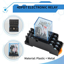 10Pc MY4NJ 14PIN 4DPDT Electronic Electromagnetic Relay 5A Coil with PYF14A Socket Base AC 220V