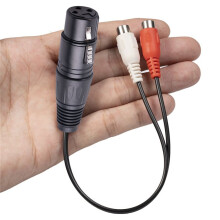 XLR To Dual RCA Cable XLR To RCA Y Splitter Cable 3 Pin XLR Female To 2RCA Female Amplifier Mixing Plug AV Cable, 0.2M