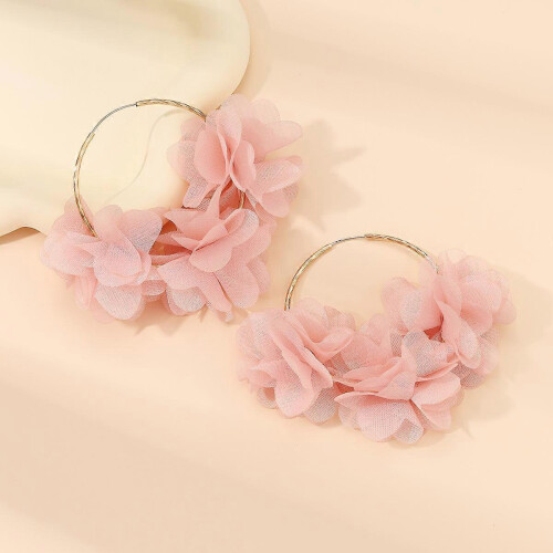 Women's Large Circle Hoop Earrings,flower earrings 1