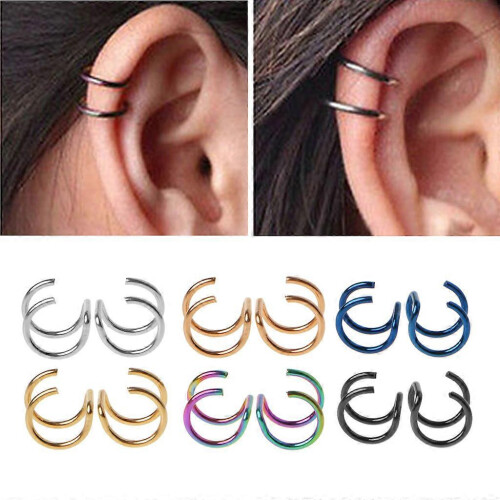 Titanium 2 ringe øreclips på helix bruskring uden piercing kropsmykker 1