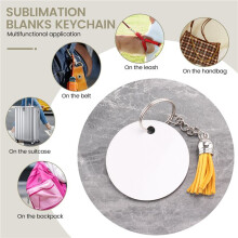 240 Stycken Sublimation Blanks Nyckelring Set Runda Nyckelringar Sublimation Ornament Blanks Heat Transfer Keychain Tofsar