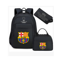 (Černá Barcelona) Fotbalová hvězda periferní batoh studentská školní taška třídílná taška na oběd taška na tužky dětský pánský st