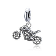 S925 Sterling Zilveren Motorfiets Hanger voor Ketting