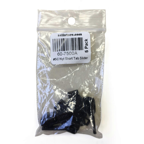 YKK #5C Nylon Short Tab Slider Zipper Pull Black - 5 Pack 2