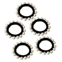 5er-Pack modische Haargummis mit künstlichen Perlen, atmungsaktiv, aus Frottee, mit Schlaufe, elastisch, für Damen und Mädchen, verschi