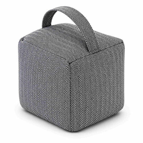 Oypla Oypla Herringbone Fabric Heavy Weighted Cube Door Stop Stopper with Handle