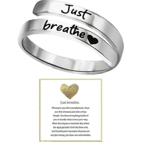 Δαχτυλίδι Just Breathe για γυναίκες, ρυθμιζόμενο δαχτυλίδι καρδιάς, δαχτυλίδια θ