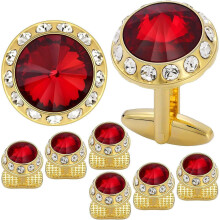 Születésköves szmoking szegecsekkel és mandzsettagombokkal, férfi öltönyhöz, szmokinghoz, hivatalos inghez, esküvőhöz, üzleti par