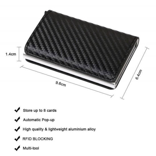 Kreditkortholder - RFID - Kulfiber - Automatisk pop-up - Sort-G 2