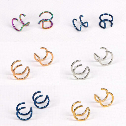 Titanium 2 ringe øreclips på helix bruskring uden piercing kropsmykker 2
