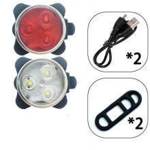 Sada 4 nabíjateľných USB svetiel na bicykel, predné a zadné LED svetlá – G