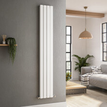 Riace White Vertical Flat Designer Radiator 1800x272mm Double Panel VD4-1800-WCF