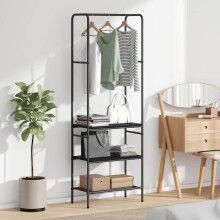vidaXL Kleiderständer Schwarz Eichen-Optik 60 x 30 x 171 cm