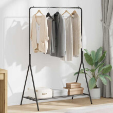 vidaXL Kleiderständer mit Speicher Schwarz 100 x 56 x 154 cm Stahl