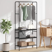 vidaXL Kleiderständer Schwarz Eichen-Optik 77 x 30 x 171 cm