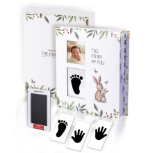 HappyCubbs Baby Memory Book met Hand & Voetafdruk Inkt Pad | Herinneringenboek voor Baby's tot 5 Jaar