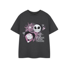 (11-12 Years) Disney The Nightmare Before Christmas Short Sleeved T-Shirt (Girls Grey)