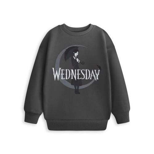 (13-14 Years) Wednesday Sweatshirt (Girls Grey)