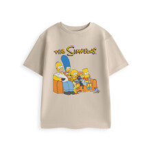(7-8 Years) The Simpsons Short Sleeved T-Shirt (Unisex Kids Beige)
