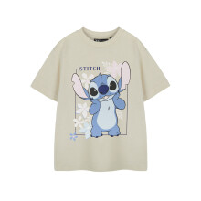 (7-8 Years) Disney Lilo & Stitch Short Sleeved T-Shirt (Girls Beige)
