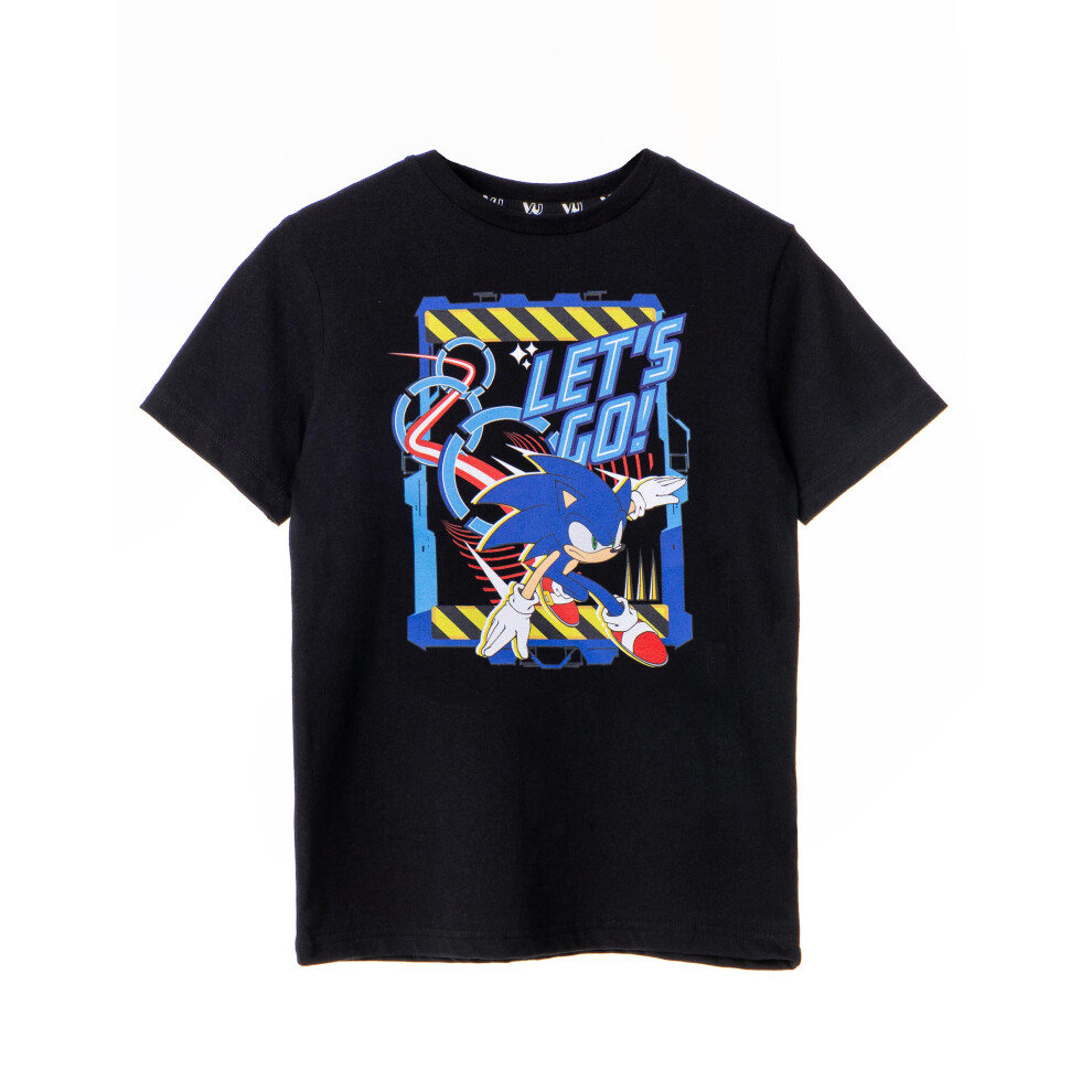 Sonic The Hedgehog (7-8 Years) Short Sleeved T-Shirt (Boys Black)