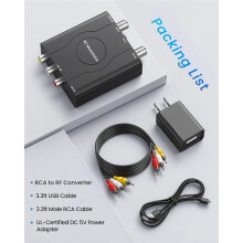 US Kontakt, RF Modulator för TV, RCA Till Koaxialadapter med RCA-Kabel, Kanal 3/4 Växel för VHS/VCR/DVD-Spelare