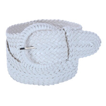 CTM Women's Braided Wide Belt with Matching Buckle Adjustable Woven