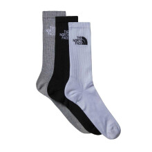 (5.5 UK-7.5 UK, Black/White/Grey) The North Face Unisex Adult Cushioned Sport Crew Socks (Pack of 3)