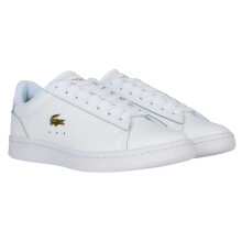 (6 UK, White/Gold) Lacoste Womens/Ladies Carnaby Leather Flat Trainers