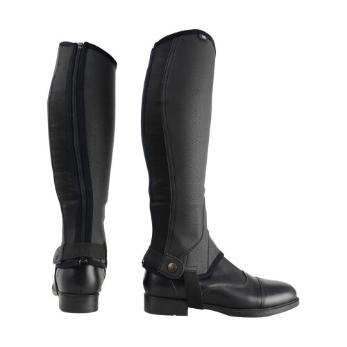 (M, Black) HyLAND Adults Synthetic Combi Leather Half Chaps