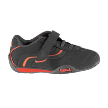(5 UK Child, Charcoal/Orange) Lonsdale Childrens/Kids Camden Leather Hook and Loop Trainers