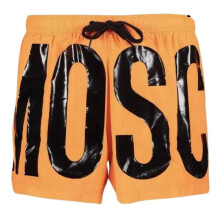 (M, Light Orange) Moschino Mens Logo Polyester Swim Shorts