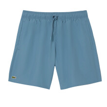 (S, Blue) Lacoste Mens Monochrome Mid Length Swimming Trunks
