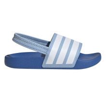 (2 UK Child, Sky) Adidas Childrens/Kids Adilette 3 Stripes Elastic Slingback Flat Slides