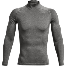 (M, Carbon) Under Armour Mens HeatGear Mock Neck Raglan Long-Sleeved Base Layer Top