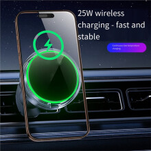 25-W-Wireless-Ladegerät, Magnetische Handyhalterung mit Navigationssystem und Kühlung