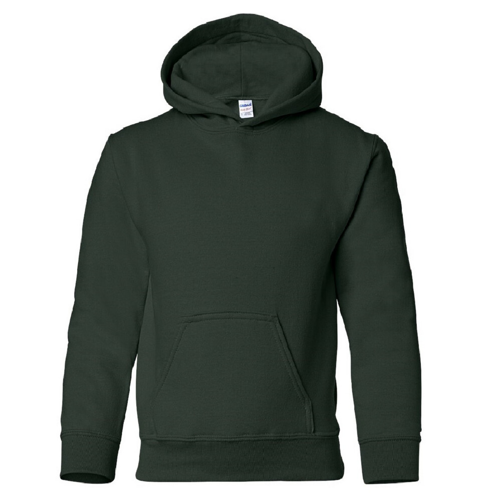 Gildan (S, Forest Green) Heavy Blend Childrens Unisex Hooded Sweatshirt Top / Hoodie