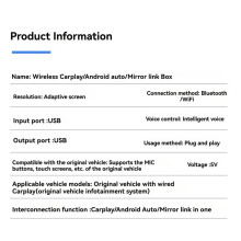 Wireless Carplay Adapter Carplay Android Auto Mirror Link 3 In1 USB Dongle Wired Carplay to Wireless Plug and
