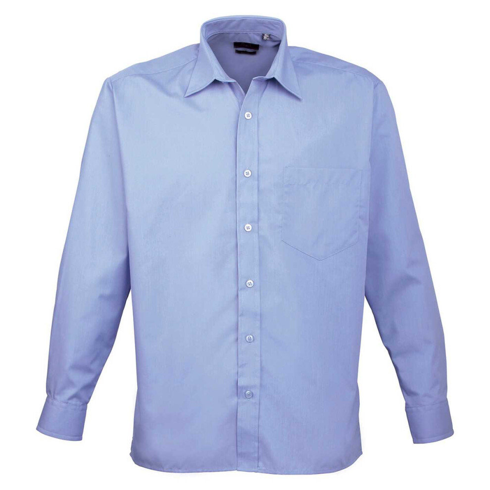 Premier (15.5 In, Mid Blue) Mens Poplin Long-Sleeved Shirt
