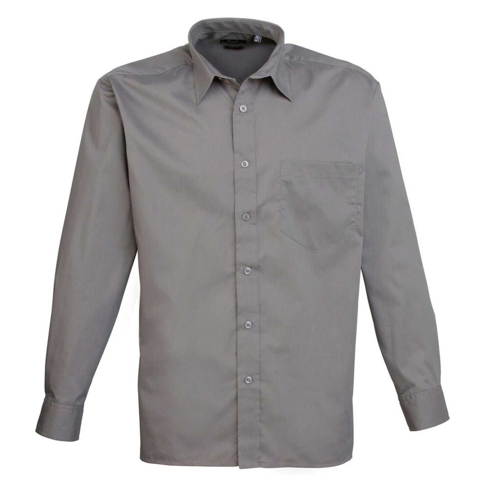 Premier (19In, Dark Grey) Mens Poplin Long-Sleeved Shirt