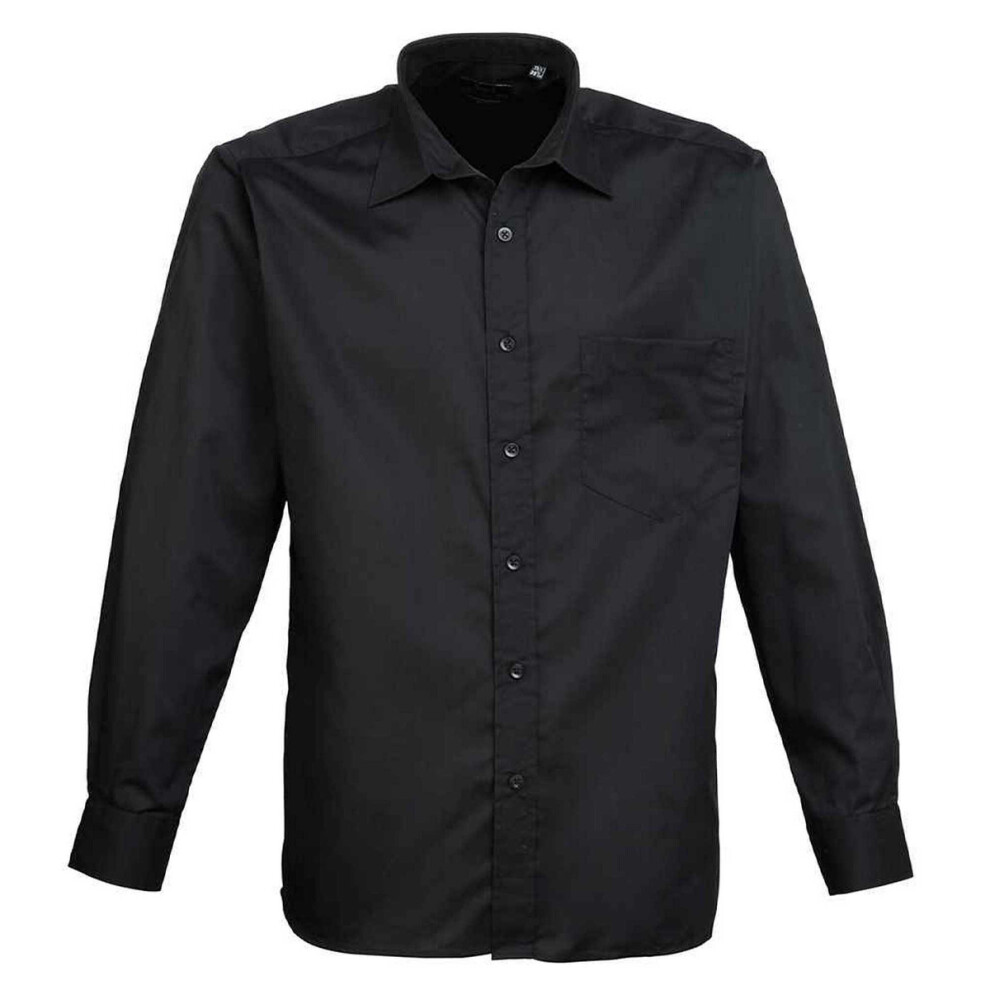 Premier (22In, Black) Mens Poplin Long-Sleeved Shirt