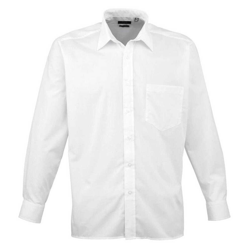 Premier (21In, White) Mens Poplin Long-Sleeved Shirt