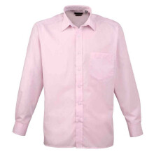 (17in, Pink) Premier Mens Poplin Long-Sleeved Shirt