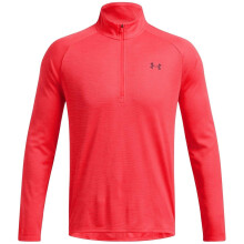 (L, Racing Red) Under Armour Mens Tech Textured Half Zip Top