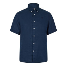 (M, Dark Sapphire) Timberland Mens Mill Brook Linen Collared Button-Down Shirt