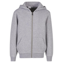 (7-8 Years, Heather Grey) Build Your Brand Childrens/Kids Fluffy Full Zip Hoodie