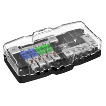 Sicherungshalter für Kfz-Audiosysteme, 4-Facher Sicherungsverteilerkasten für Kfz-Systeme, 12 V, 0/4 Gauge mit Masse