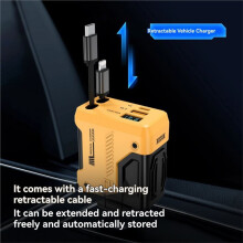 Universeller 4-Port-Superschnell-QC-PD-Ladeadapter für Autos, Intelligentes Autoladegerät, Dashcam-Buchse, Schwarz